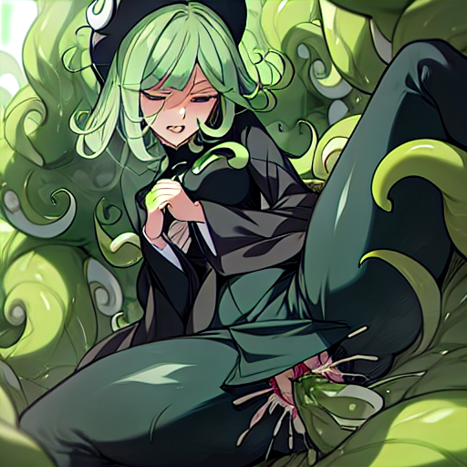 Sweaty tatsumaki having sex with tentacles in vagina until orgasm.